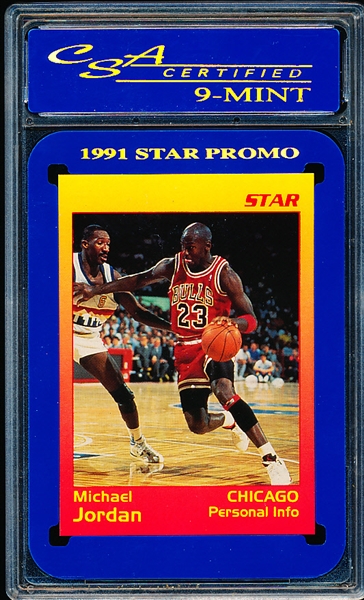 1991 Star Company Bskbl. “Red/ Yellow Promo/ Yellow Lettering #1 Michael Jordan- CSA Graded Mint 9.