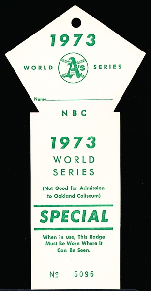 1973 World Series (Oakland A’s)- NBC Special Pass