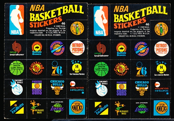 1971-72 Topps Basketball Stickers- #46 NBA Team Logo Sticker- 2 Cards