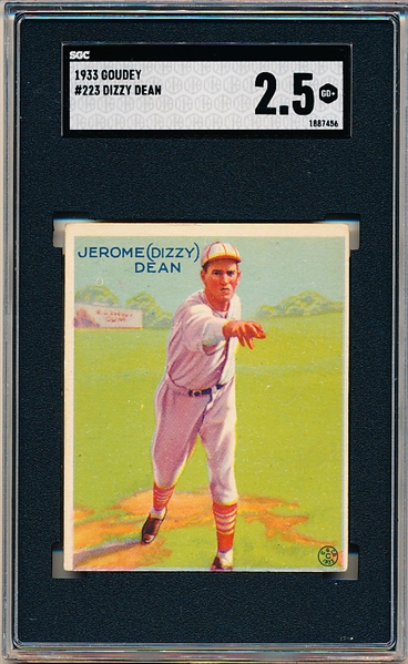 Lot Detail - 1933 Goudey Baseball- #223 Dizzy Dean, Cardinals- SGC 2.5 ...