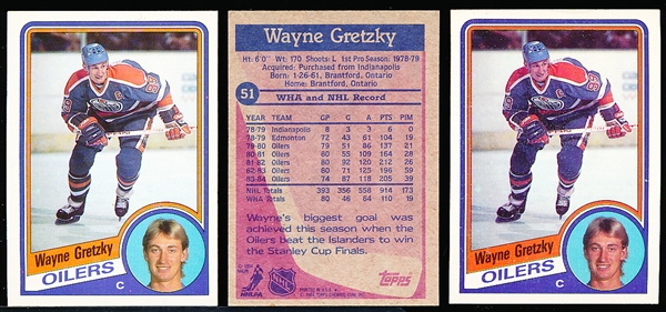 1984-85 Topps Hockey #51 Wayne Gretzky- 3 Cards