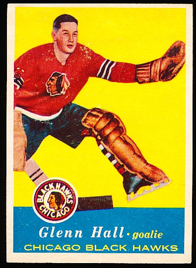 1957-58 Topps Hockey- #20 Glenn Hall RC, Black Hawks