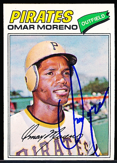 Autographed 1977 Topps Bsbl. #104 Omar Moreno, Pirates