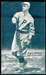 1925-31 Exhibit Bb Postcard with Postcard Back- Jimmy Wilson, Philadelphia NL- B&W with Gray/Slate Background Variation