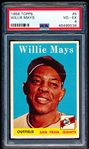 1958 Topps Baseball- #5 Willie Mays, Giants- PSA Vg-Ex 4