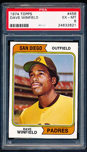 1974 Topps Baseball- #456 Dave Winfield RC- PSA Ex-Mt 6
