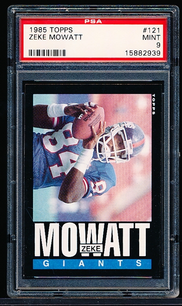 1985 Topps Football- #121 Zeke Mowatt, Giants- PSA Mint 9