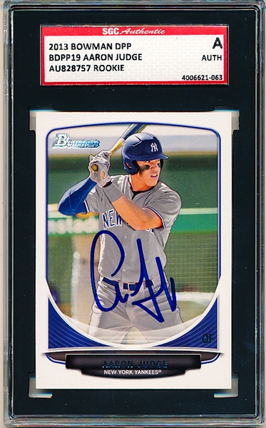 Autographed 2013 Bowman Draft Picks and Prospects #BDPP19 Aaron Judge RC- SGC Certified/ Slabbed