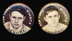 1910-12 P2 Sweet Caporal Bb Pins- 2 Diff NY Giants