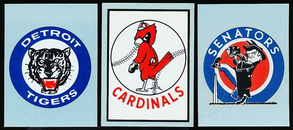 1960 Fleer Baseball Greats Logo Decal Inserts- 11 Diff