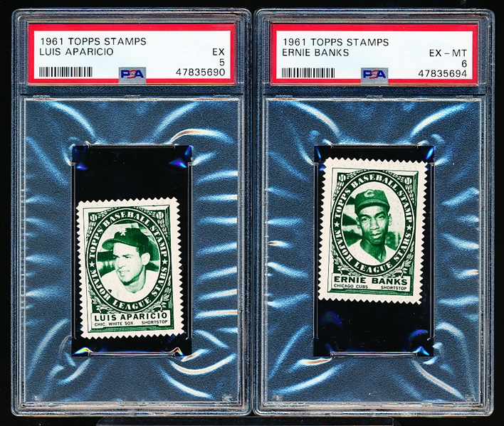 1961 Topps Bb Stamps- 2 Diff PSA Graded