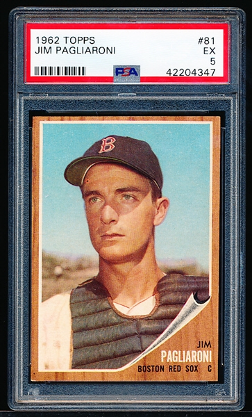 1962 Topps Bb- #81 Jim Pagliaroni, Boston Red Sox- PSA Ex 5