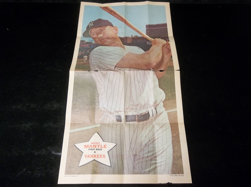1968 Topps Baseball Poster- #18 Mickey Mantle, Yankees