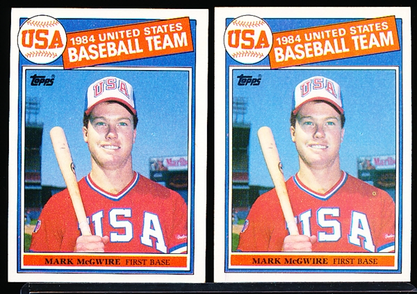1985 Topps Bb- #401 Mark McGwire RC- 2 Cards