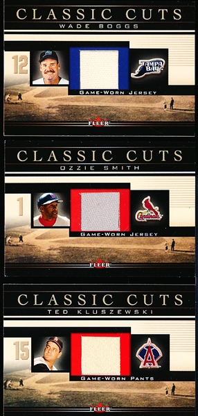 2002 Fleer Baseball “Classic Cuts”- Game Worn- 3 Diff