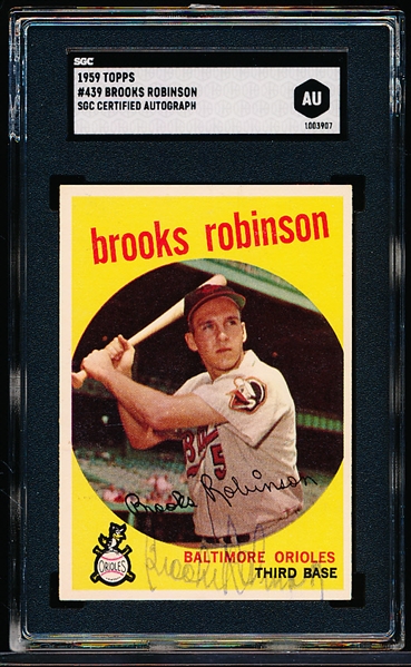 1959 Topps Baseball Autographed Card- #439 Brooks Robinson, Orioles - SGC Certified & Encapsulated