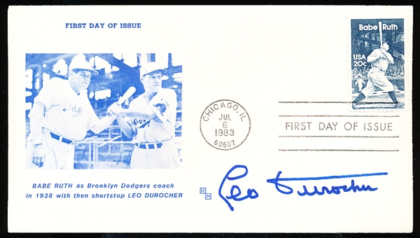 July 6th, 1983 H & M Cachet- Babe Ruth FDI Cachet- Signed by Leo Durocher