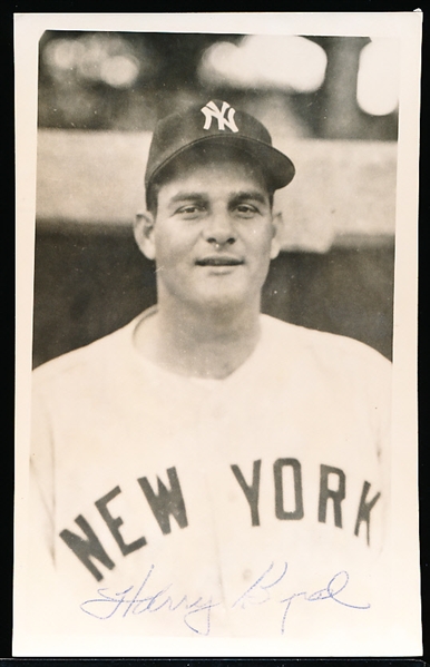 Autographed Harry Byrd New York Yankees MLB B/W “Photo Postcard”