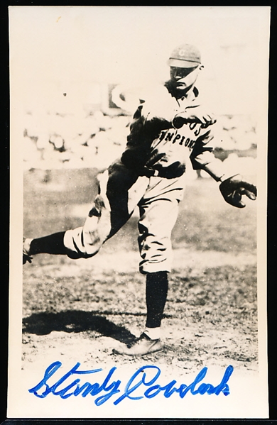Autographed Stan Coveleski Cleveland Indians MLB B/W “Photo Postcard”