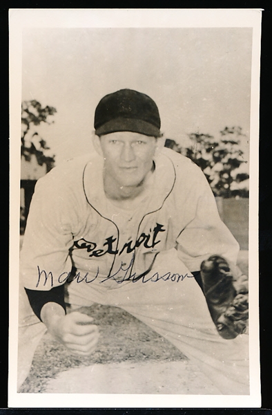 Autographed Marv Grissom Detroit Tigers MLB B/W “Photo Postcard”