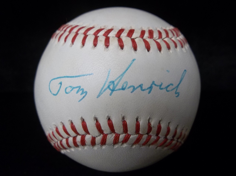 Autographed Tommy Henrich Official AL MLB Baseball