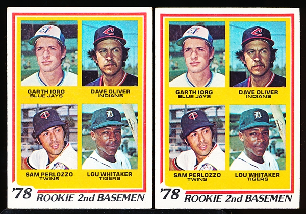 1978 Topps Bsbl. #704 Lou Whitaker RC- 2 Cards