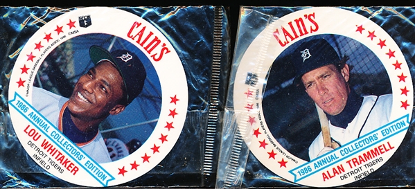 1986 Cain’s Potato Chips Detroit Tigers Bsbl.- 19 Asst. in Original Cello Packages