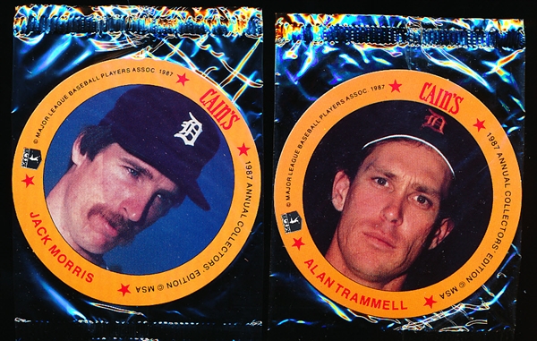1987 Cain’s Potato Chips Detroit Tigers Bsbl.- 1 Complete Set of 20 Discs in Original Cello Packaging