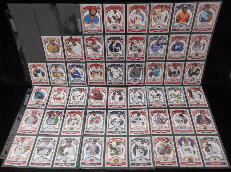 2014 Topps Bsbl. “World Series Heroes”- 1 Complete Set of 50 Cards in Pages