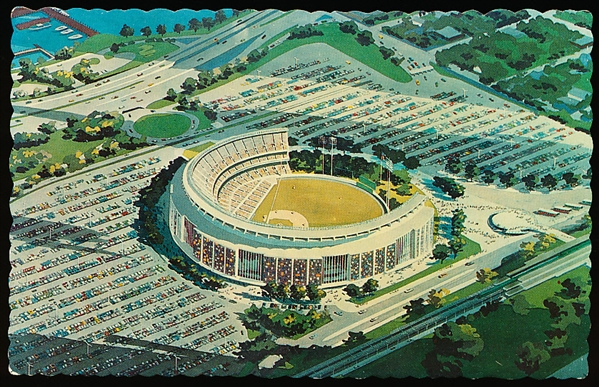 1963 Dexter Press “W-10, 65619-B: William A Shea Municipal Stadium” Deckle Edge Chrome Postcard