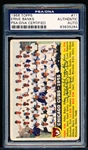1956 Topps Baseball Autographed Card- #11 Cubs Dated Team Card- Signed by Ernie Banks on front- PSA/DNA Authenticated & Encapsulated