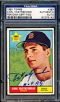 1961 Topps Baseball Autographed Card- #287 Carl Yastrzemski, Red Sox- PSA/ DNA Authenticated & Encapsulated-  “Carl Yastrzemski HOF 89”