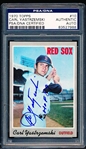 1970 Topps Baseball Autographed Card- #10 Carl Yastrzemski, Red Sox- PSA/DNA Authenticated & Encapsulated- “Carl Yastrzemski HOF 89”