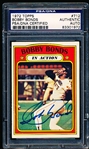1972 Topps Baseball Autographed Card- #712 Bobby Bonds IA, Giants- PSA/ DNA Authenticated & Encapsulated