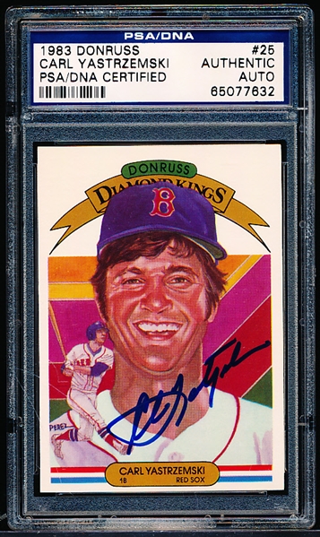 1983 Donruss Baseball Autographed Card- #25 Carl Yastrzemski, Red Sox- PSA/DNA Authenticated & Encapsulated