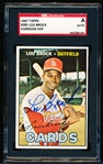 1967 Topps Bb Autographed Card- #285 Lou Brock, Cardinals- SGC Certified & Encapsulated