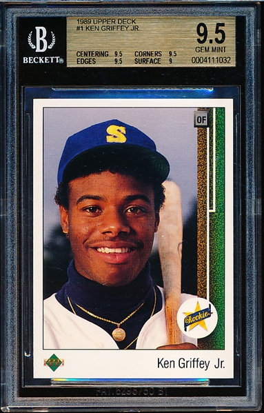 1989 Upper Deck Baseball- #1 Ken Griffey Jr. Rookie!- Beckett 9.5 Gem Mint