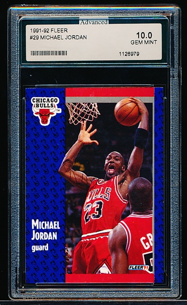 1991-92 Fleer Bskbl. #29 Michael Jordan- Advanced Grading Specialists (AGS) Graded Gem Mint 10.