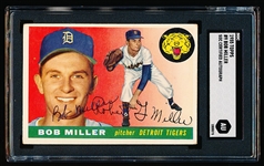 Autographed 1955 Topps Baseball- #9 Bob Miller, Detroit Tigers- SGC Certified & Encapsulated