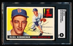 Autographed 1955 Topps Baseball- #18 Russ Kemmerer, Red Sox- SGC Certified & Encapsulated