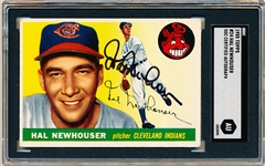 Autographed 1955 Topps Baseball- #24 Hal Newhouser, Cleveland (HOFer - SGC Certified & Encapsulated