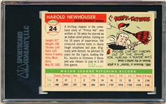 Autographed 1955 Topps Baseball- #24 Hal Newhouser, Cleveland (HOFer - SGC Certified & Encapsulated