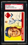 Autographed 1955 Topps Baseball- #25 Johnny Podres, Dodgers- SGC Certified & Encapsulated