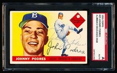 Autographed 1955 Topps Baseball- #25 Johnny Podres, Dodgers- SGC Certified & Encapsulated