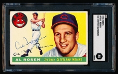 Autographed 1955 Topps Baseball- #70 Al Rosen, Cleveland- SGC Certified & Encapsulated