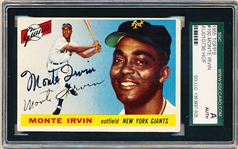 Autographed 1955 Topps Baseball-#100 Monte Irvin, Giants- SGC Certified & Encapsulated