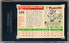 Autographed 1955 Topps Baseball-#100 Monte Irvin, Giants- SGC Certified & Encapsulated