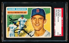 Autographed 1956 Topps Baseball- #89 Norm Zauchin, Red Sox- SGC Certified & Encapsulated