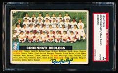 Autographed 1956 Topps Baseball- #90 Cinc Reds Team- with 2 Autographs (Rocky Bridges/ Stan Palys)- SGC Certified & Encapsulated
