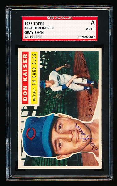Autographed 1956 Topps Baseball- #124 Don Kaiser, Cubs- SGC Certified & Encapsulated